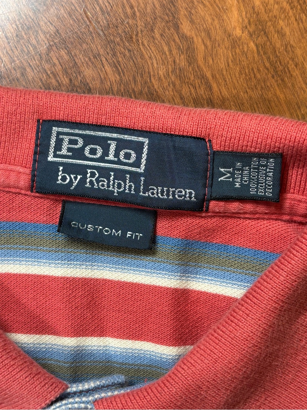 Polo by Ralph Lauren Red Coral & Navy Striped Polo Shirt - Picture 6 of 8